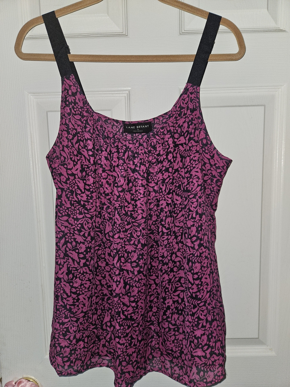 Lane Bryant Black Strap Pink Floral Tank